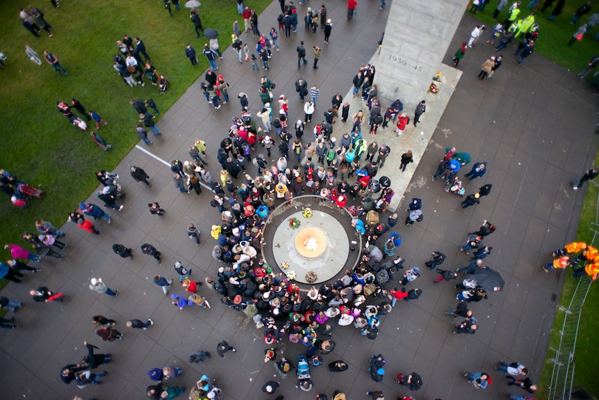 Aerial image of the Shrine of Remembrance