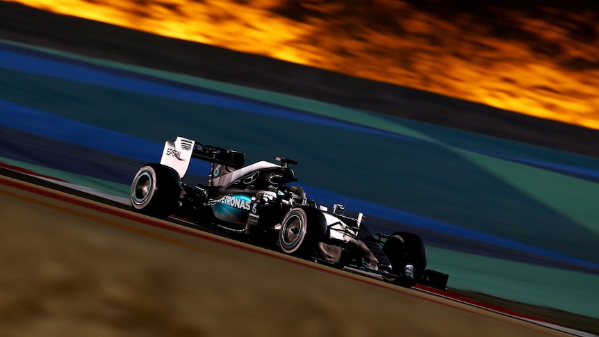 Lewis Hamilton drives during Bahrain Grand Prix