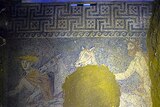 A mosaic found at Alexander The Great-era tomb in Amphipolis