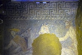 A mosaic found at Alexander The Great-era tomb in Amphipolis