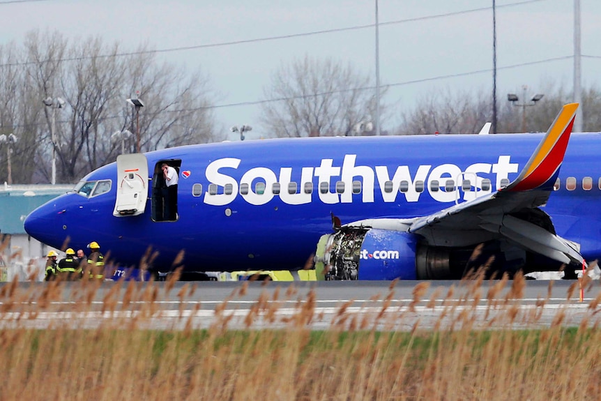 A Southwest Airlines plane sits on the runway.