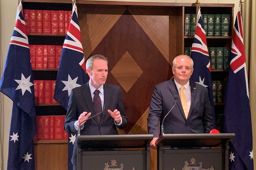 David Coleman and Scott Morrison, 20190314, Parliament of Victoria, Melbourne