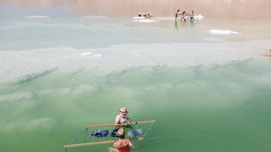 Creating salt-laced garments in the Dead Sea