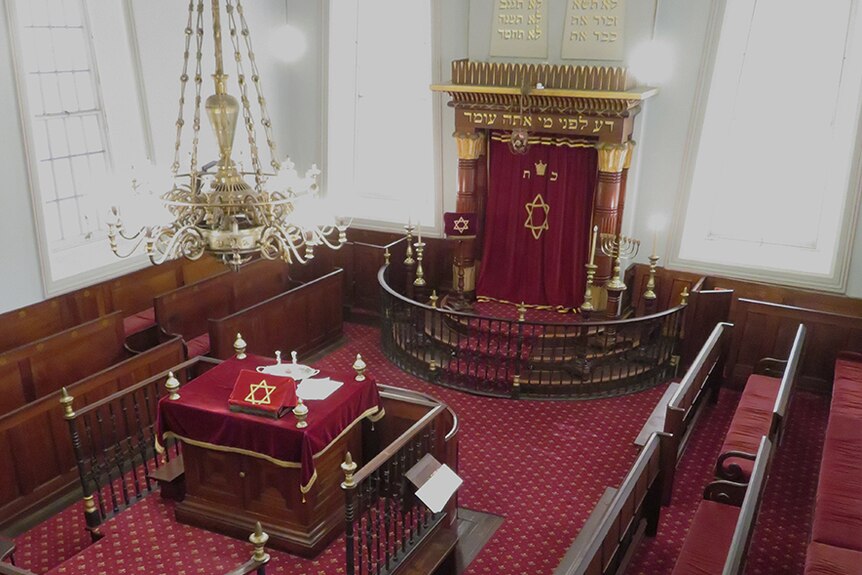Interior of Hobart's Argyle Street Jewish synagogue.