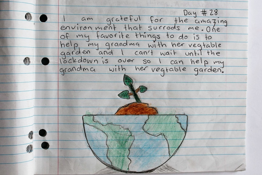 A writing saying how someone is so grateful for the amazing environment that surrounds him.