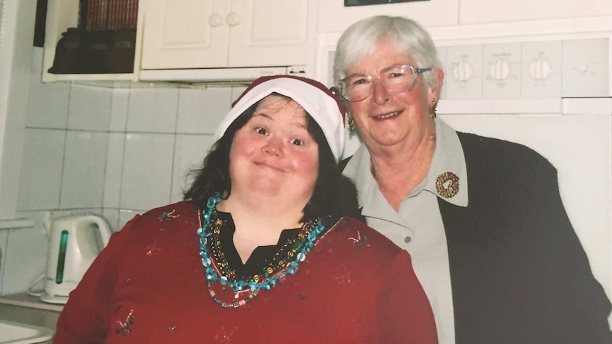 A woman who lives with Down syndrome with her elderly mother
