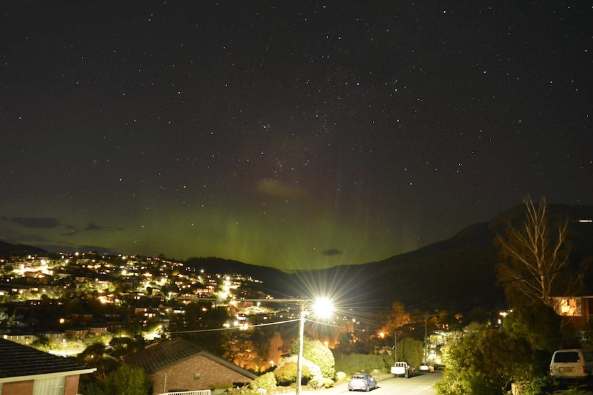 The aurora australis visible from suburban Hobart.