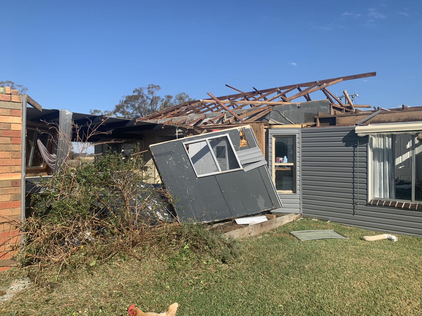 A house has been flattened by a storm.
