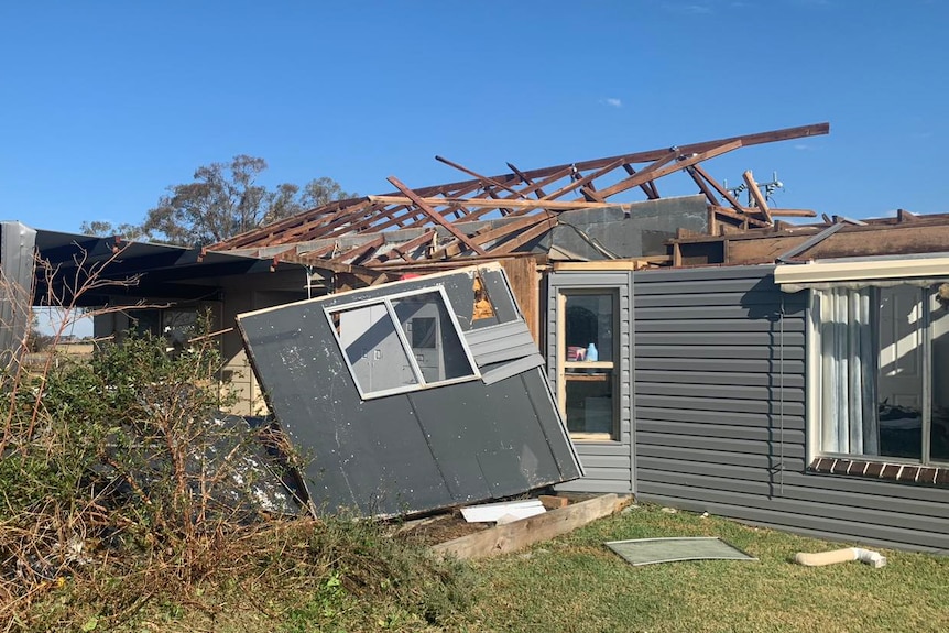 A house that has been destroyed by a storm.