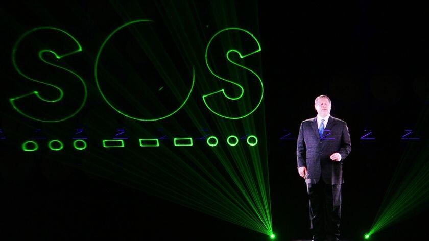 A video message from former US vice-president Al Gore is displayed at the Tokyo leg of the Live Earth series of concerts.