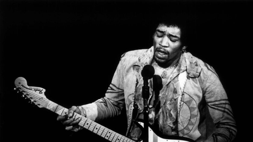 Jimi Hendrix performs at the Fillmore East