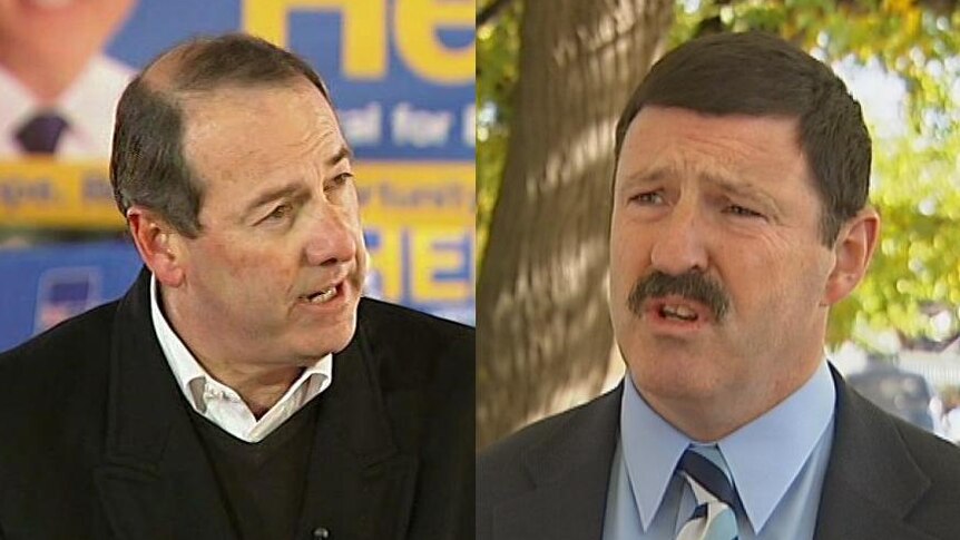 Liberal candidate for Eden-Monaro Peter Hendy and Labor Member Mike Kelly.