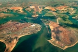 Aerial shot of Port Hedland in the Pilbara in Western Australia.