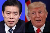 A composite image shows Chinese Minister of Commerce Zhong Shan and US President Donald Trump side by side.