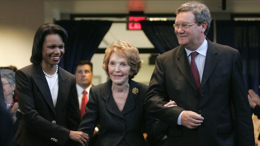 Condoleezza Rice and Alexander Downer with former first lady Nancy Reagan