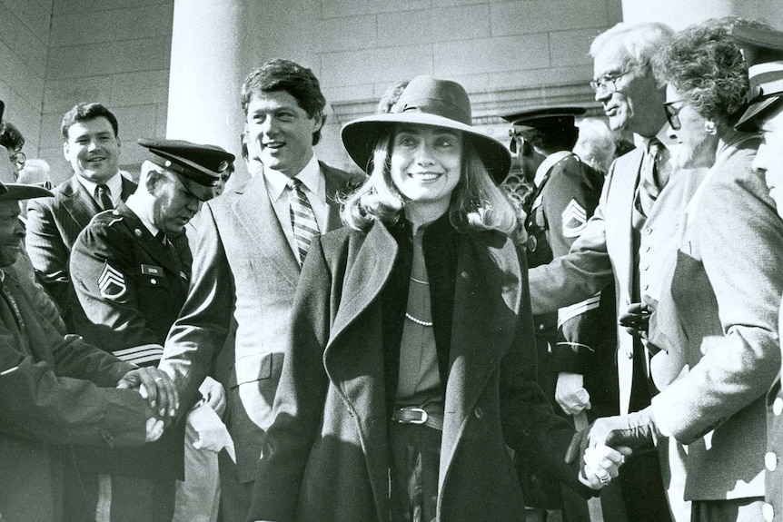 Bill and Hillary Clinton greet well-wishers