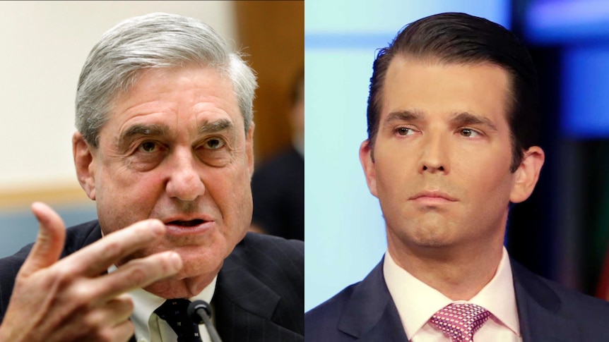 Composite image of Donald Trump Jr and special counsel Robert Mueller