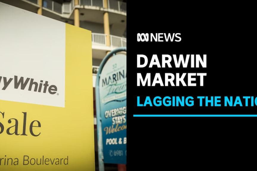 Darwin Market, Lagging the Nation: A For Sale sign out the front of a block of apartments.