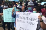 Aksi unjuk rasa menolak RUU KUHP di depan Gedung DPR RI Jakarta, awal pekan ini.