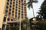 The entrance to the Hilton hotel in Darwin.