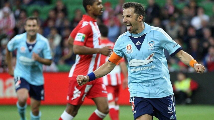 Alessandro Del Piero celebrates his penalty for Sydney FC