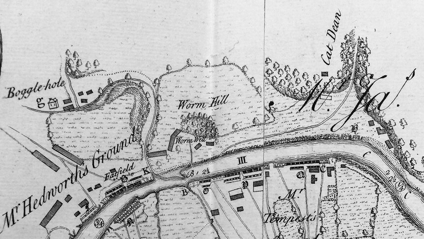 Old map of worm hill.
