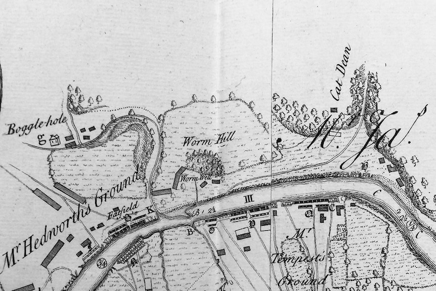 Old map of worm hill.