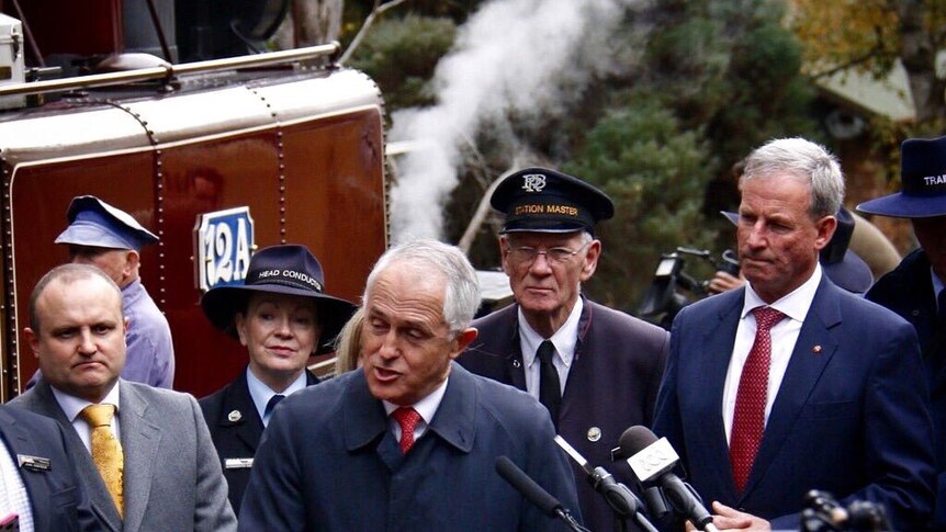 Prime Minister Malcolm Turnbull visited the Puffing Billy steam-train