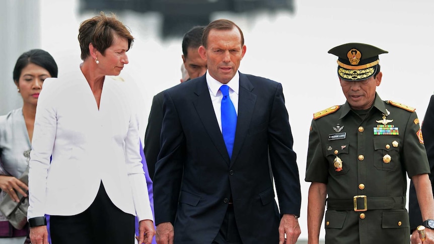 Tony and Margie Abbott depart Kalibata Heroes' Cemetery