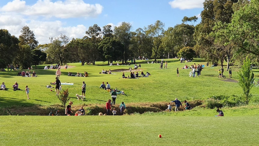 People at a golf course.