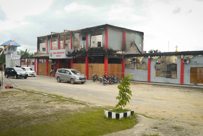 A fire damaged prison.