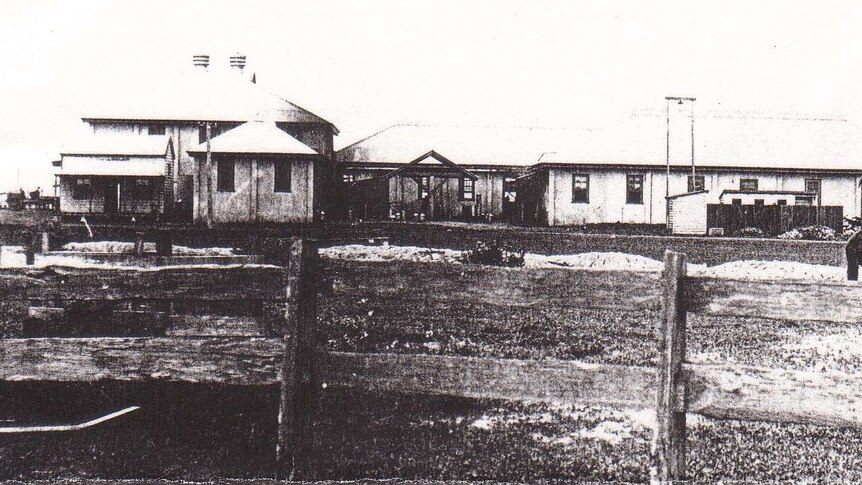 A black and white photograph of the old Milo factory at Smithtown, in the Lower Macleay.