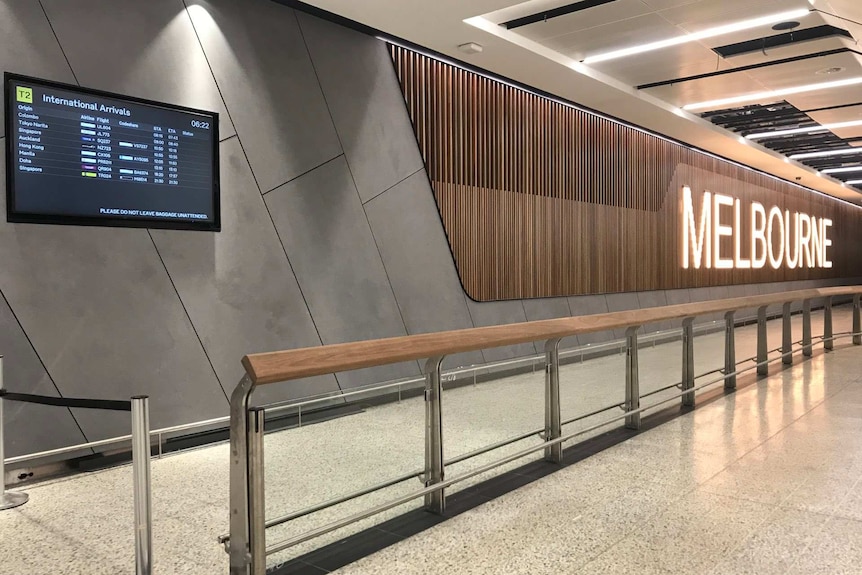 A photo of the international arrivals area at Melbourne Airport.