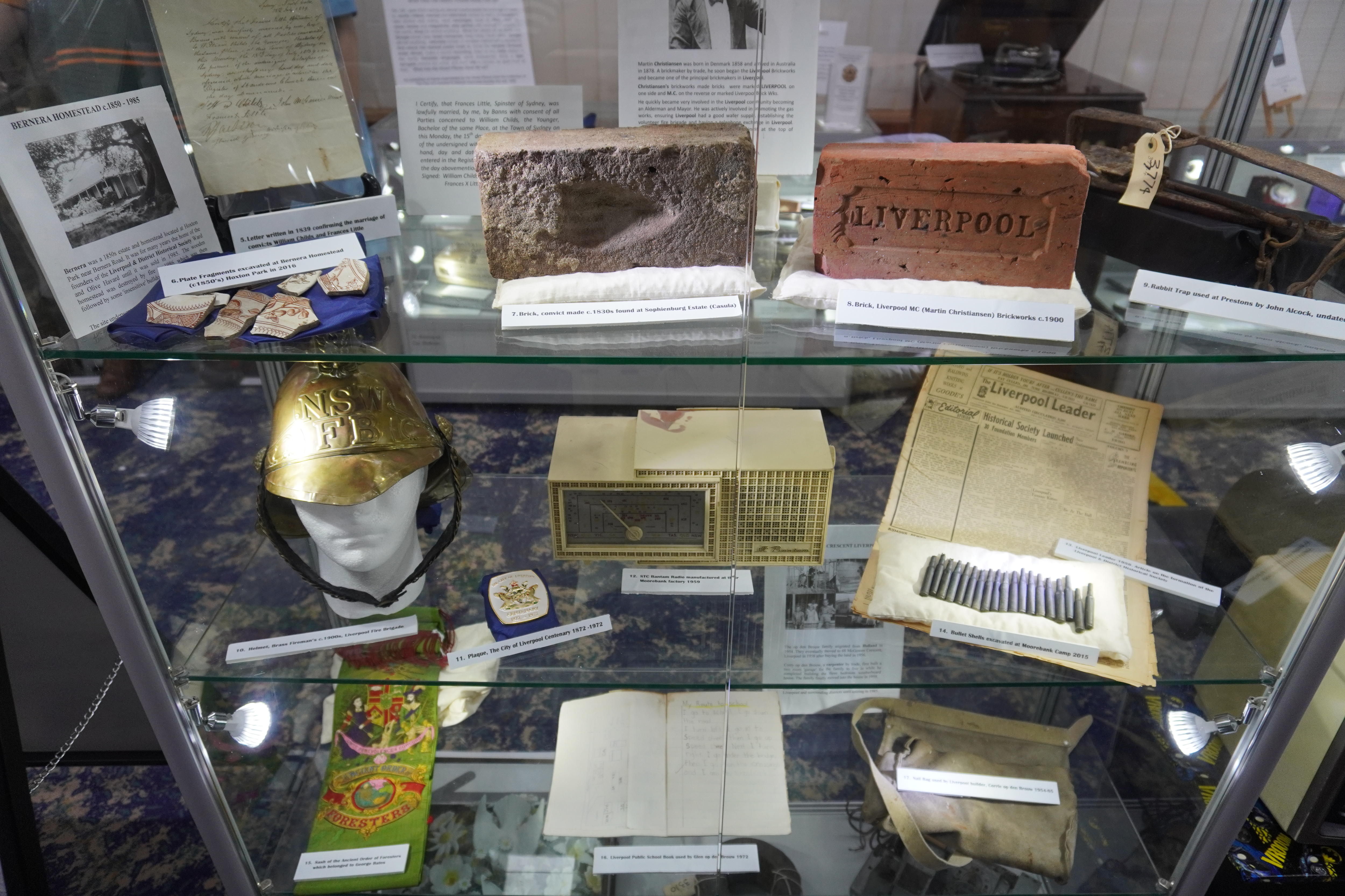 An image of historical items on the shelf.