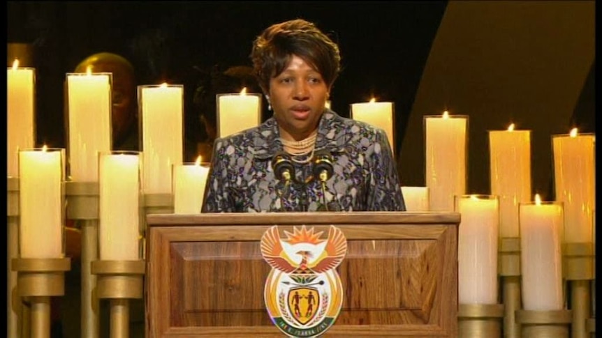 Nandi Mandela delivers address on behalf of children and grandchildren