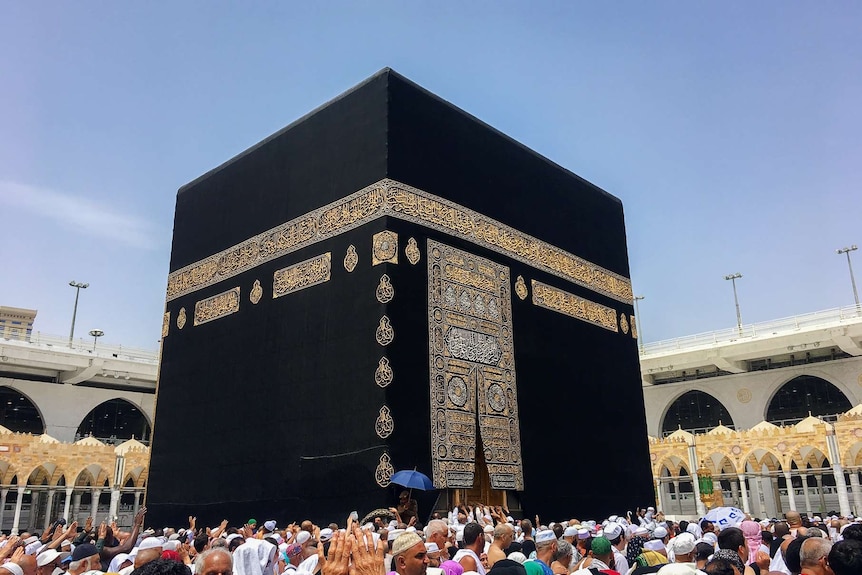 The kabah, the holy site and direction that Muslims pray toward