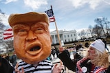 Trump head at protest