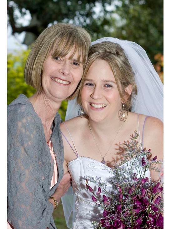Shelley Beverley with her mother, Mary Powell, on her wedding day