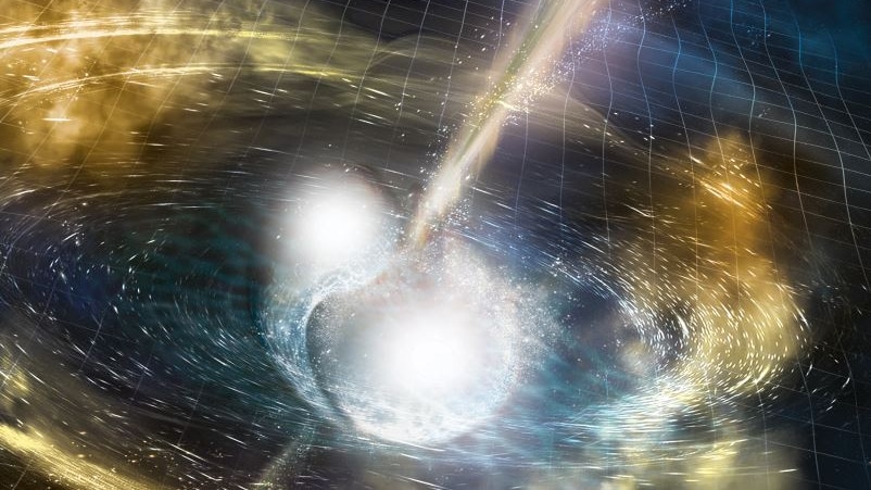 An artist's impression of two colliding neutron stars