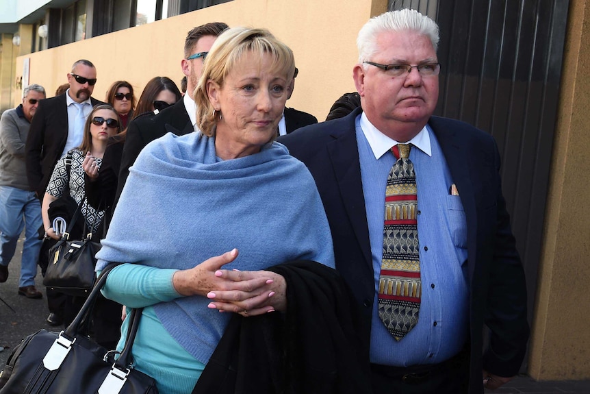 Christeen and Richard Rossington at an inquest into their son Paul's death in Sydney