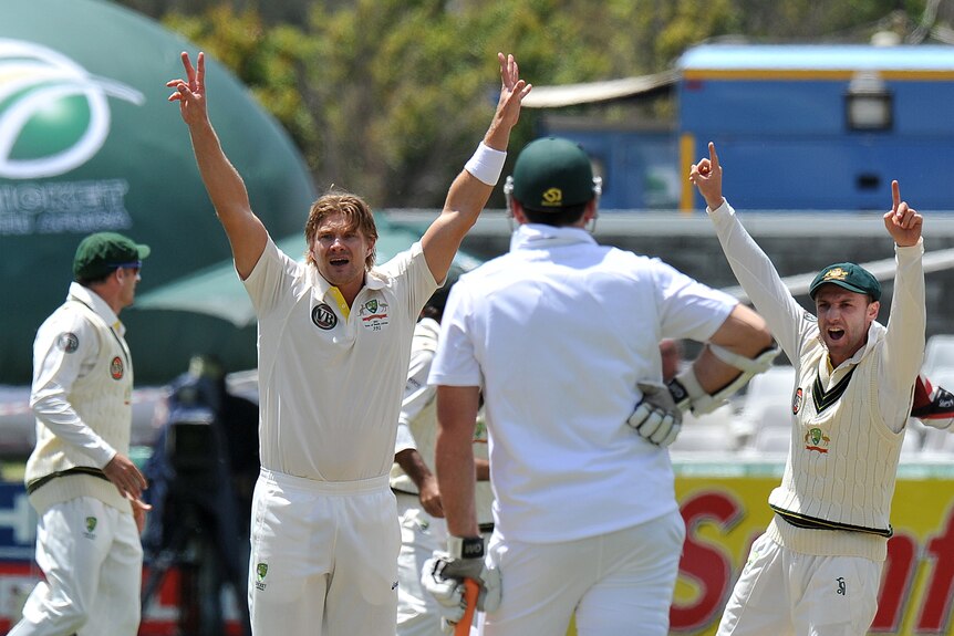 Highs and lows: Early on day two, Australia eyed a big win in Cape Town.
