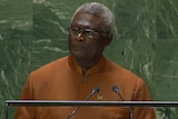 Sogavare speaking at UN