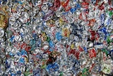 Crushed drink cans at a recycling depot.