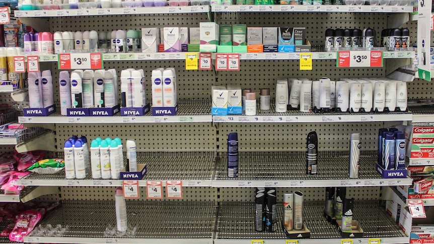 Woolworths deodorant shelf.