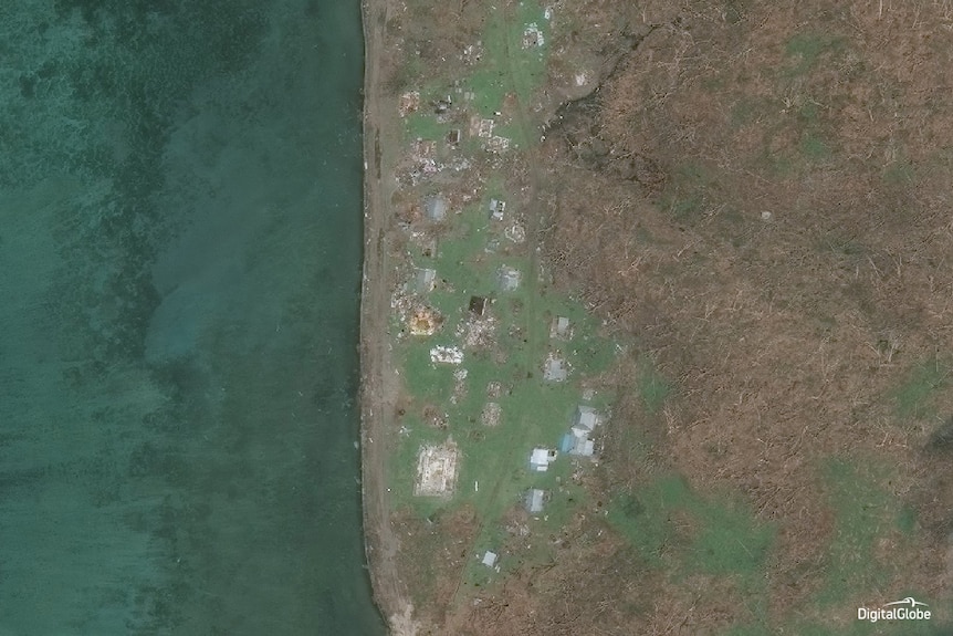 Tavua village shows the damage caused by Cyclone Winston.