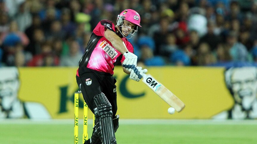 Sydney Sixers' Michael Lumb hits out against Adelaide Strikers