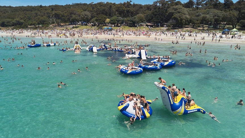 School leavers enjoying Meelup Beach.