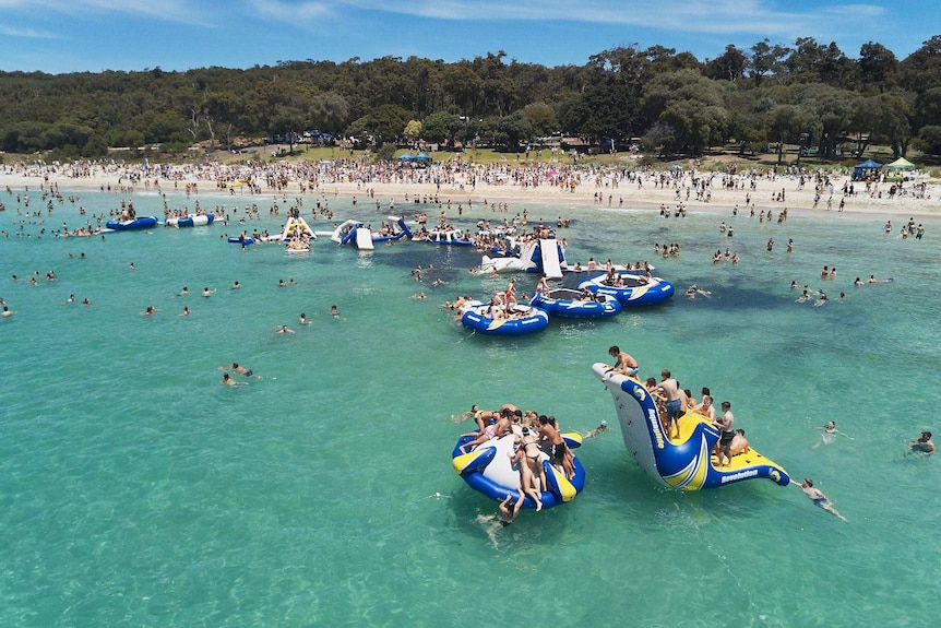 School leavers enjoying Meelup Beach.