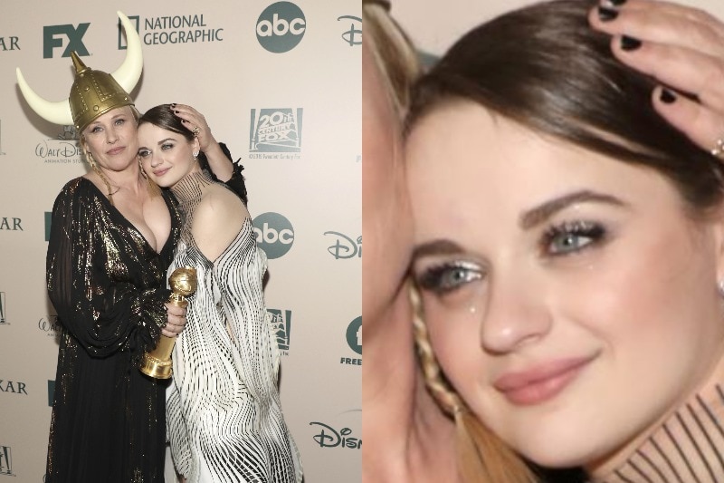 A composite image of Patricia Arquette and Joey King. King's face is zoomed in on in the second picture.