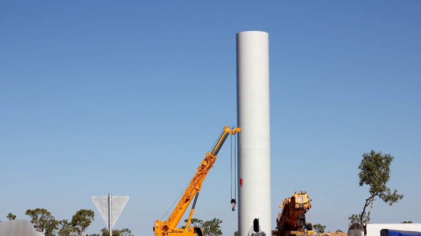 a wind turbine under construciton